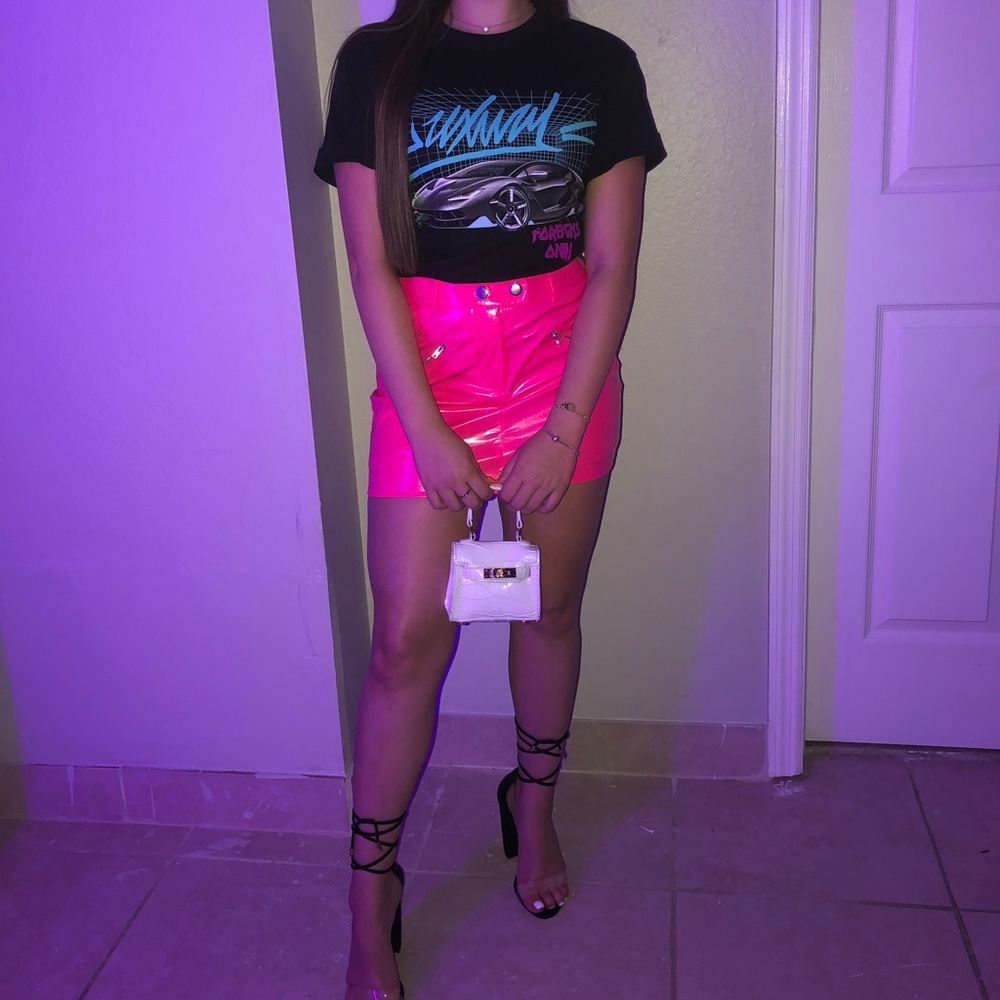 Fashionnova Pink Vinyl Skirt